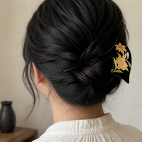Vintage Chinese Style Acrylic Lily Flower U-shaped Hairpin for Updos
