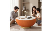 Bowl Coffee Table Contemporary Fluted Coffee Table Low Profile Furniture for Living Room, Lounge