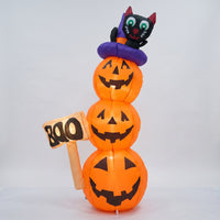 Outdoor Stacked Pumpkins with Witch Hat Spooky Stacked Pumpkin Inflatable Seasonal Jack-O'-Lantern Inflatable Bright for Shop Entrances
