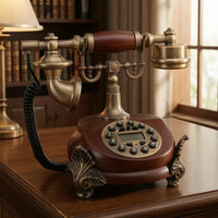 Ornate Antique-Style Desktop Telephone Plug and Play Vintage Desk Phone Redial Retro Landline Phone Ringer Off