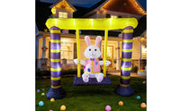 Inflatable Inflatable Rabbit on Swing Outdoor Easter Bunny Inflatable Festive Yard Decoration Cute for Families