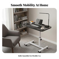 Multi-Functional Adjustable Height Side Table Space-Saving Design Rolling Bedside Table Sturdy Construction Mobile Laptop Desk Easy Assembly for Telecommute Workers, Work from Home Professionals, Students, Bedroom, Living Room, Small Areas