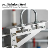 Stainless Steel Pipe Bracket Rustproof Stainless Steel Pipe Hanger Long-Lasting L-Shaped Wall Mount Bracket Heavy Duty for DIY Enthusiasts, Professionals, Outdoor, Garages, Basements, Basement