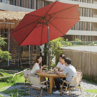UPF50plus Crank Patio Umbrella with Tilt Octagonal Outdoor Umbrella with Base Adjustable Sun Shade Protection for Homeowners, Backyard