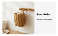 Multi-Purpose Imitation Rattan Basket Space-Saving Wall Hanging Woven Basket Versatile for Decorators, Cooks, Bathroom, Bedroom, Living Room
