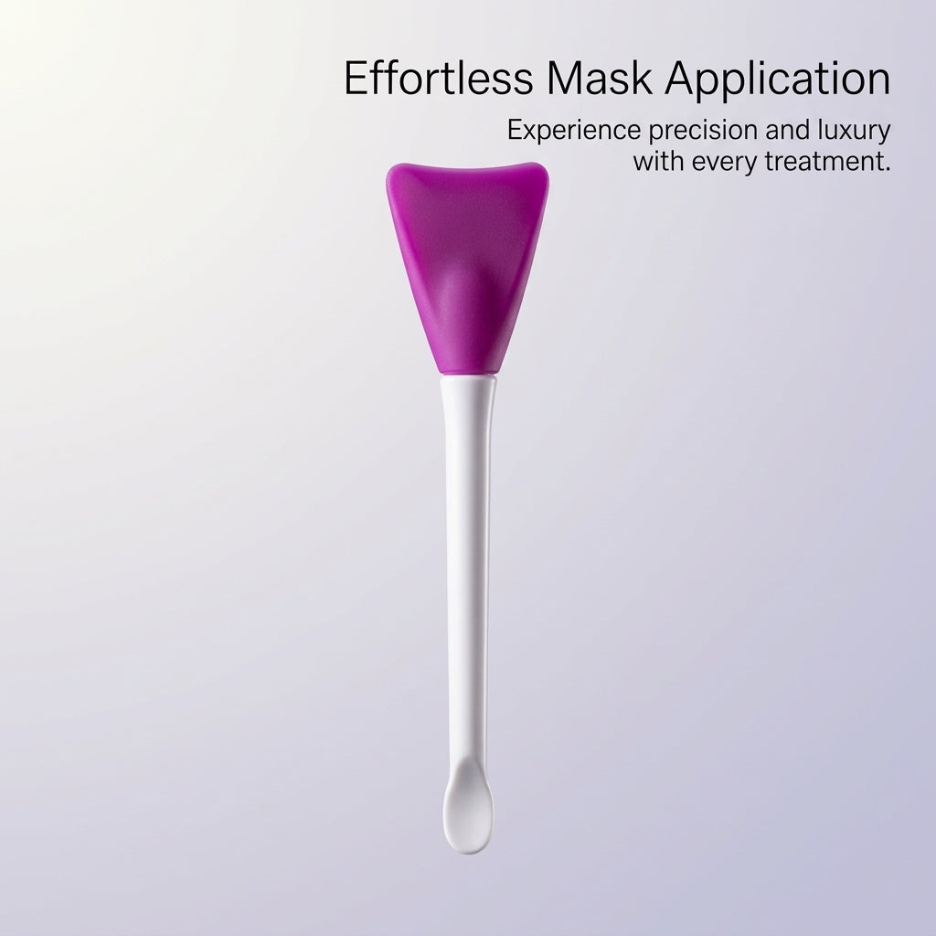 Double Ended Silicone Brush with spoon, Beauty Professionals Tool for Clay and Mud Application, Short Handle Design