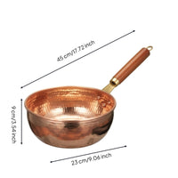 Induction-Compatible Rice Noodle Pot Heavy-Duty Copper Pot with Wooden Handle Sturdy Saucepan Uncoated for Chefs