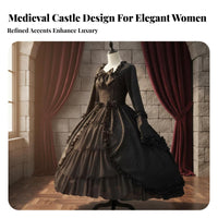 Gothic Lolita Dress Vintage Design D Lolita Design Gown Bow Accent Medieval Princess Gown for History Enthusiasts, Masquerade Balls