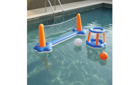 Inflatable Volleyball Net and Basketball Hoop Portable Inflatable Volleyball and Basketball Set Aquatic Sports Combination Set for Family, Outdoor