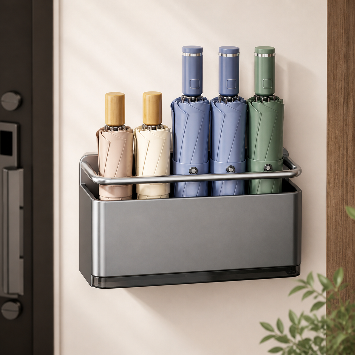 Luxury Gunmetal Grey Key Holder Wall Mount, Carbon Steel Storage Organizer for Entryway, Drill Key Rack