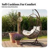 Oval-Shaped-Shaped Swinging Comfortable Pad Freestanding Oval-Shaped Chair Woven Design Patio Furniture for Adults, Homeowners, Backyard, Balcony