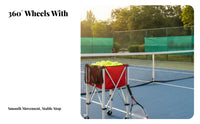 Foldable Tennis Ball Cart Lightweight Tennis Ball Container with Wheels Multipurpose Use Foldable Pickleball Cart for Coaches, Parents