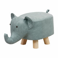 Cartoon Animal-Shaped Stool Solid Wood Legs Cartoon Footstool Playful Design Animal Shaped Stool for Young Children, Playroom, Living Room
