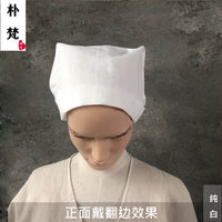 白事丧事白布孝帽一次性孝褂子孝帽棉麻孝服孝帽黑纱孝牌 黄麻男帽单层
