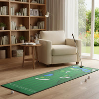 Simulated Course Design Indoor Putting Mat Velvet Surface Putting Training Mat Anti-Slip Bottom Golf Practice Carpet Non-Skid Backing for Beginners, Office, Home