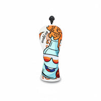Waterproof Embroidered Golf Wood Cover Wear-Resistant PU Leather Golf Club Protector Long-Lasting Cartoon Beer Bottle Headcover Soft Inner Lining for Golfers