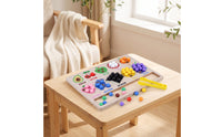 Developmental Fruit Classification Board Educational Bead Matching Toy Fine Motor Wooden Toy with Tongs Preschool for Preschoolers