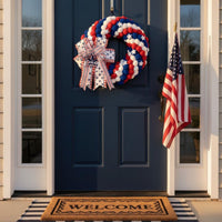 4th of July Wreath Vibrant Colors Independence Day Front Door Decor Festive Red White and Blue Hanging Decor
