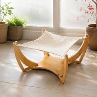 Feline Lounger Bed Sturdy Wood Frame Pet Furniture Year-Round Use