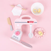Wooden Toy Mixer Tabletop Wooden Play Mixer with Bowl Realistic Playset for Young Children