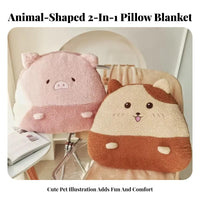 2-in-1 Pillow Blanket Multi-Functional Cozy Textile Animal Pillow with Blanket Soft and Soft Cute Animal Back Cushion for Students, Bedroom, Sofa