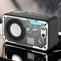 Transparent Mecha Speaker TF Card Support Mecha Design Speaker 3D Surround Sound Portable RGB Sound System for Enthusiasts, Desktop