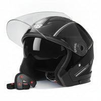 Half Helmet ABS Shell Double Visor Helmet Vehicle Safety Gear EPS Padding Anti-Fog