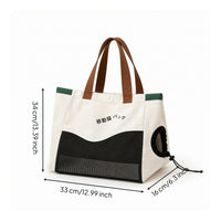 Feline Carrier Bag Woven Handles Portable Feline Carrier Snap Closure
