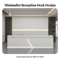 Modern Reception Desk Sturdy Construction Marble Pattern Service Desk Sturdy Structure Front Counter with Storage for Receptionists, Company Entrance