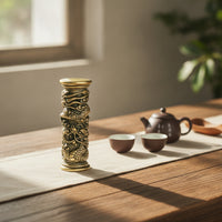 Dragon Pillar Ornament with Raised Design Antique Style Pillar Carving Miniature Ornament for Desk