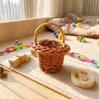 Parrot Toy Miniature Basket for Chewing, Parrot Enrichment Toy, Parakeet Entertainment, Bird Cage Accessories