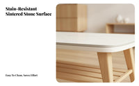 Japanese and design dual-level Rectangular Centerpiece Modern Design 2-Tier Rectangular Table Rounded Corners Living Room Furniture Easy to Clean for Apartment Dwellers, Families, property owners, Home, Lounge Area, Office, Bedroom