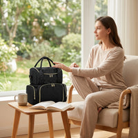 Travel-Friendly Cosmetic Organizer Bag Portable Makeup Bag with Shoulder Strap for Travelers