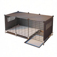 Multi-Room Design Dog Enclosure with Toilet Zoned Living Space Pet House with Potty Tray Easy to Clean Indoor Dog Kennel Waterproof for Puppy Owners, Home, Apartment