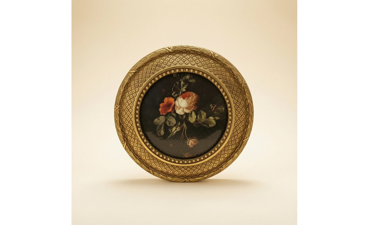 Round Frame with Floral Print Vintage Ornate Wall Frame Decorative for Hallway