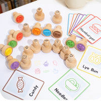 Printed Icons Picture Card Stamp Set Colorful Educational Stamp Set Polished Finish Kids Craft Stamps for Preschoolers, Children