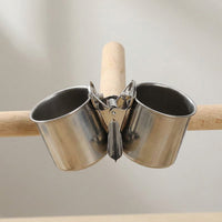 Parrot Feeder and Cockatiel Feeder with Clamp Holder, Stainless Steel Budgie Feeder Double Cup, Bird Food Cup for Small Pet Birds and Feeder Pet
