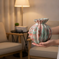 Pumpkin Vase Sculptural Ceramic Vase Vessel Textured Farmhouse for Decorators, Home Decor, Tabletop