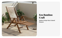 Easy Storage Foldable Bamboo Lounge Chair Lightweight Folding Bamboo Deck Chair Installation-without Assembly Portable Patio Recliner Long-Lasting for Adults, Seniors, Homeowners, Balcony, Rest Ping, Living Room, Garden