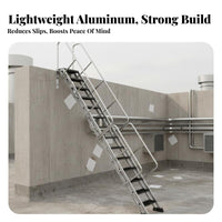 Aluminum Inclined Ladder Anti-Slip Steps Industrial Hole Inspection Ladder 300kg Load Capacity for Maintenance Factories, Warehouses, Basements