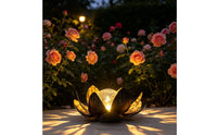 Weather Resistant Metal Lotus Solar Light Easy Installation Outdoor Decoration