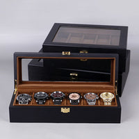 Coffee Glossy Watch Box, 6-Slot, for Watch Storage and Packaging