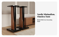 2 Pieces Shock Absorbing Bookshelf Speaker Stand Vibration Damping Bookshelf Speaker Floor Stand High-Gloss Finish Audio Accessory Solid Construction for Audiophiles, Home Theater Enthusiasts, Studio, Living Room