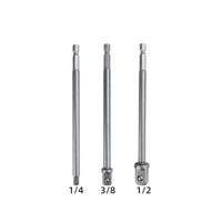 3 Pieces Chrome Vanadium Steel Hex to Square Adapter 150 Mm Socket Adapter Set Silver Finish