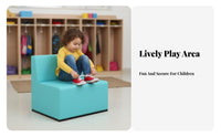 Upholstered Cubby Padded Seat Padded Seat Cushioned Cubby Rack Multi-Functional Storage children's Furniture for Kids, Kindergarten, Playroom