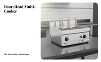 Electric Countertop Pasta Cooker Multifunctional Cooking Commercial Noodle Boiling Machine High Efficiency Multi-Basket Pasta Boiler for Chefs, Hotel