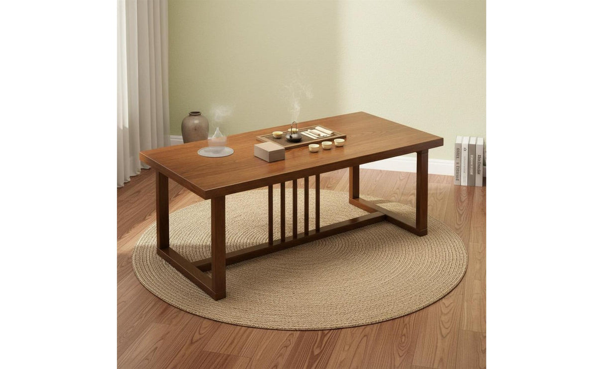 Space Saving Chinese Design Tea Table Set Solid Wood Legs Gongfu Tea Ceremony Table Easy to Clean Home Furniture Long-Lasting for Balcony, Living Room