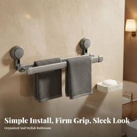 Drillno-Drill Installation Suction Cup Towel Bar No Drilling Required Towel Rack Rust-Proof Bathroom Hardware Rustproof for Homeowners, DIY Beginners, Families, Restroom, Shower Area, Toilet, Kitchen