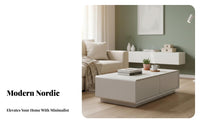 Nordic design Rectangular Low Table with Drawer Minimalist Design Living Room Furniture Ample Storage Space Home Furnishing Two-Tone Finish for Apartment Dwellers, Interior Designers, Homeowners, Small Spaces, Lounge, Entertaining, Office Waiting Area