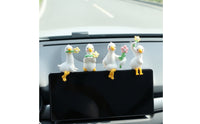 4 Pieces Duck Figurine Adorable Duck Ornament Mini Desk Decor for Office, Car Dashboard